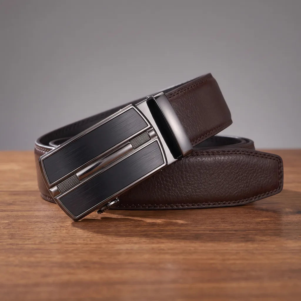Men's Leather Buckle Belt - Full-Grain Casual Jean Strap