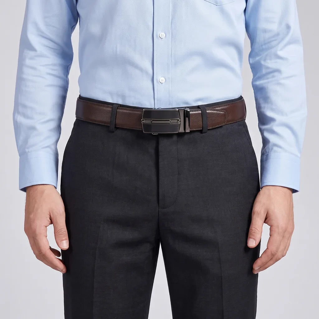 Men's Leather Buckle Belt - Full-Grain Casual Jean Strap