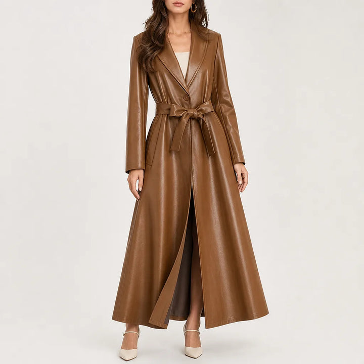 Winter Trench Coat Women Belted Floor Length Coat