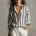 Juliette | Women's Striped Long Sleeve Button Down Shirt
