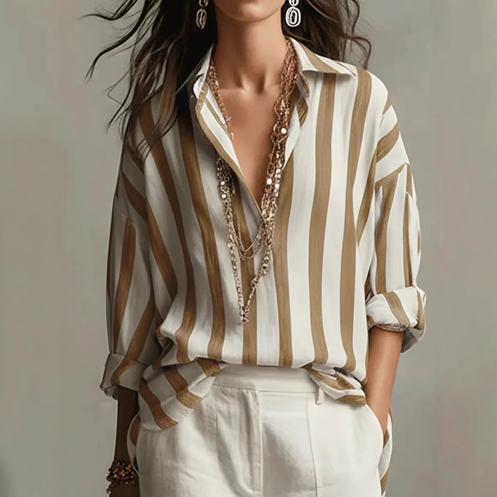 Juliette | Women's Striped Long Sleeve Button Down Shirt