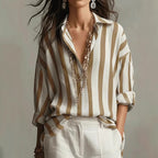 Juliette | Women's Striped Long Sleeve Button Down Shirt