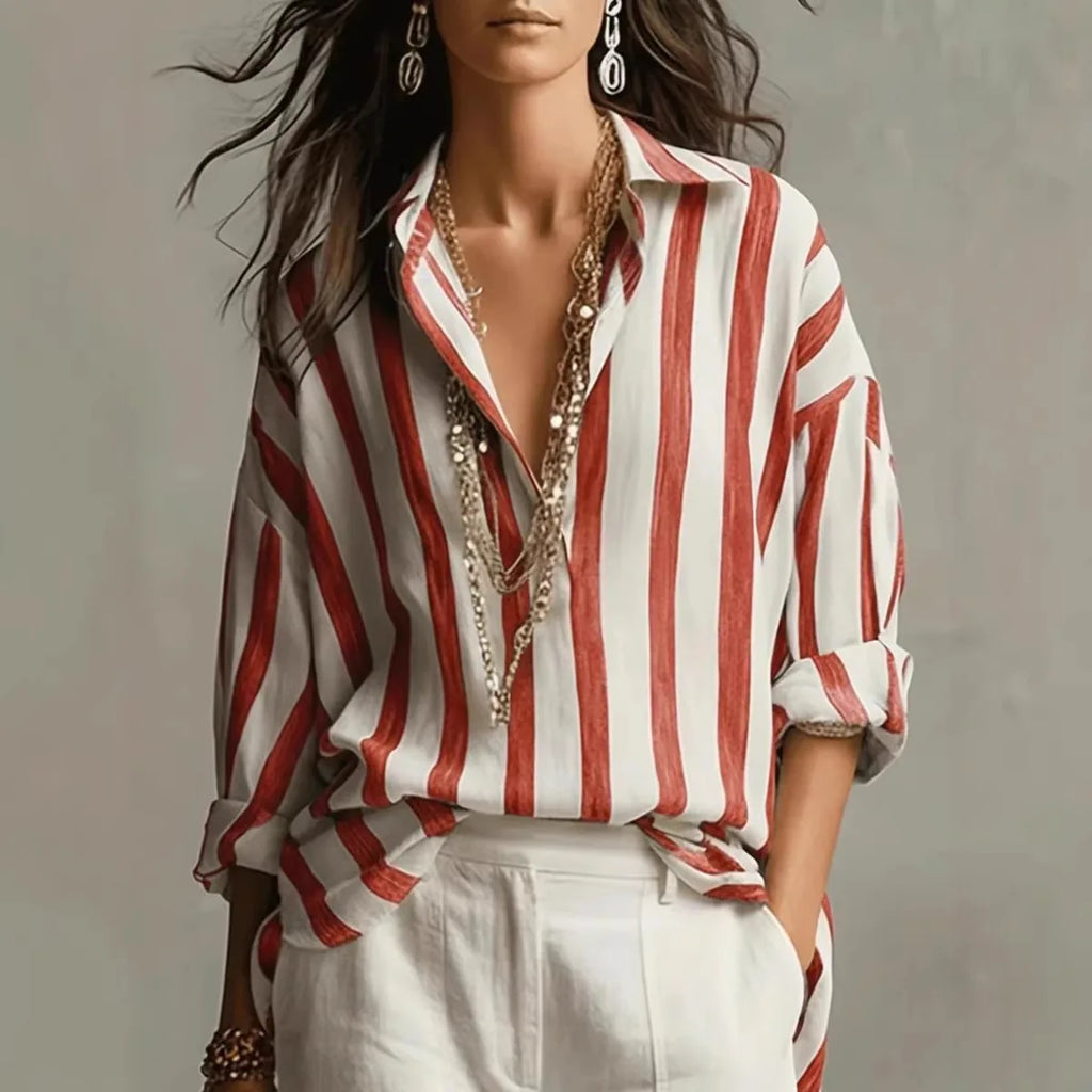 Juliette | Women's Striped Long Sleeve Button Down Shirt