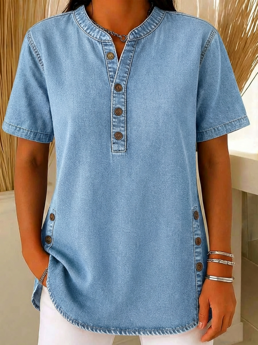 Juniper | Women's Short Sleeve Henley Blouse