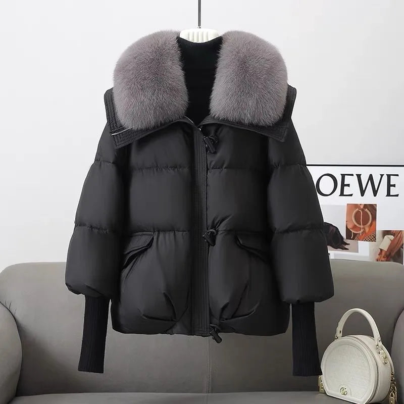 Winter Puffer Jacket Women Drawstring Waist Padded Zip Coat