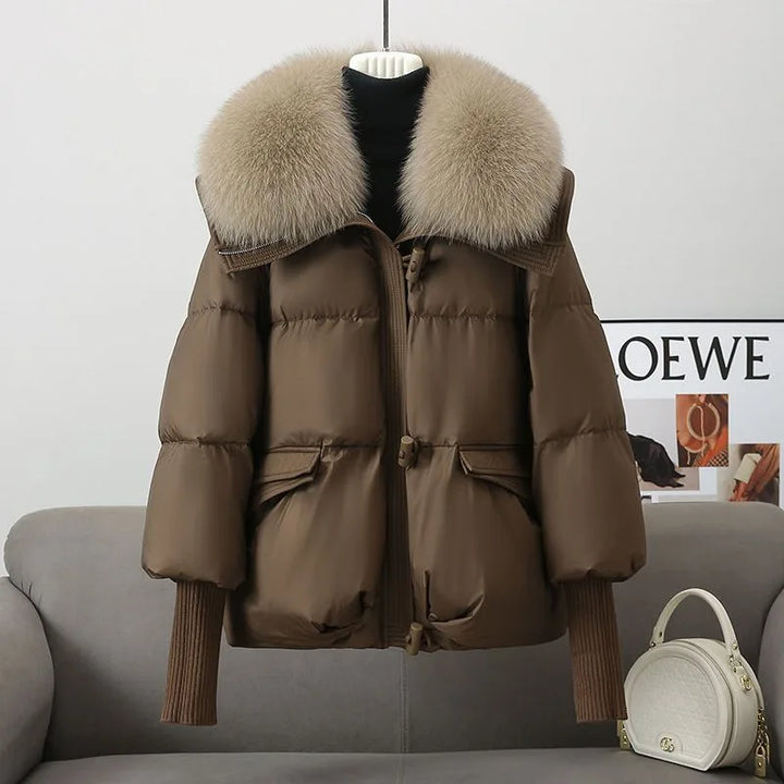 Winter Puffer Jacket Women Drawstring Waist Padded Zip Coat