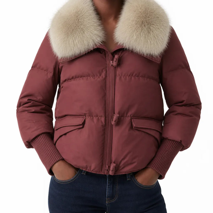 Winter Puffer Jacket Women Drawstring Waist Padded Zip Coat