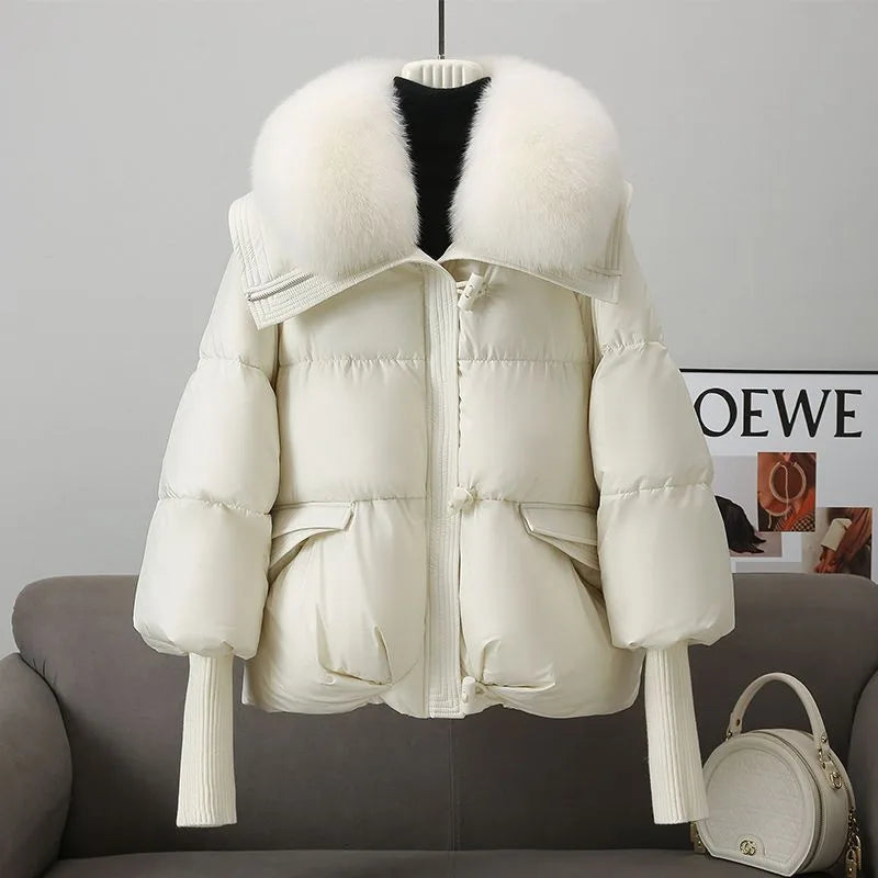 Winter Puffer Jacket Women Drawstring Waist Padded Zip Coat