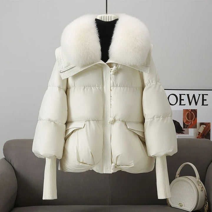 Winter Puffer Jacket Women Drawstring Waist Padded Zip Coat