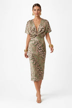 Klea Satin Twist Midi Dress Elite