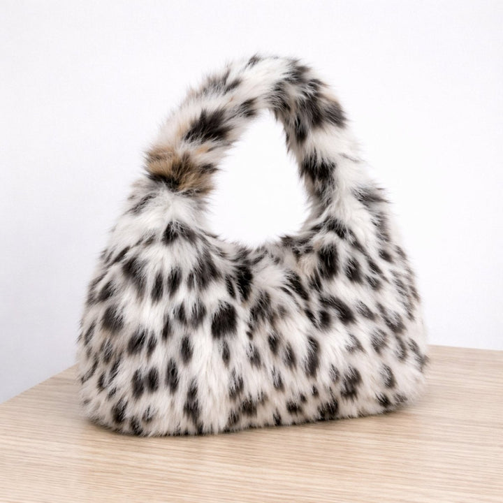 Selma Hobo Bag - Faux Fur Leopard Print Shoulder Carry