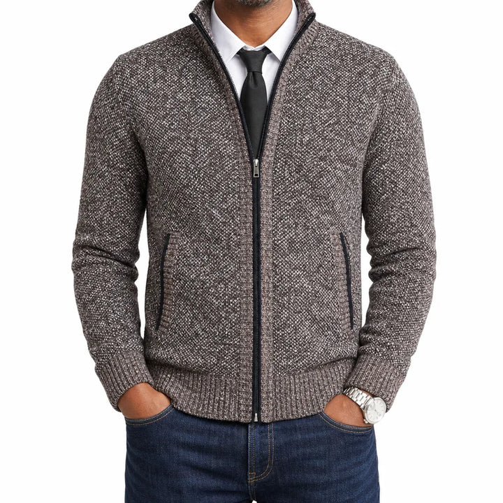 Leland | Mens Fall Zip-Up Cardigan Knit Sweater