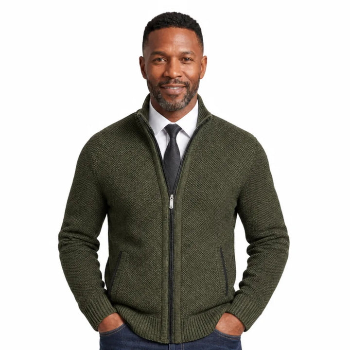 Leland | Mens Fall Zip-Up Cardigan Knit Sweater