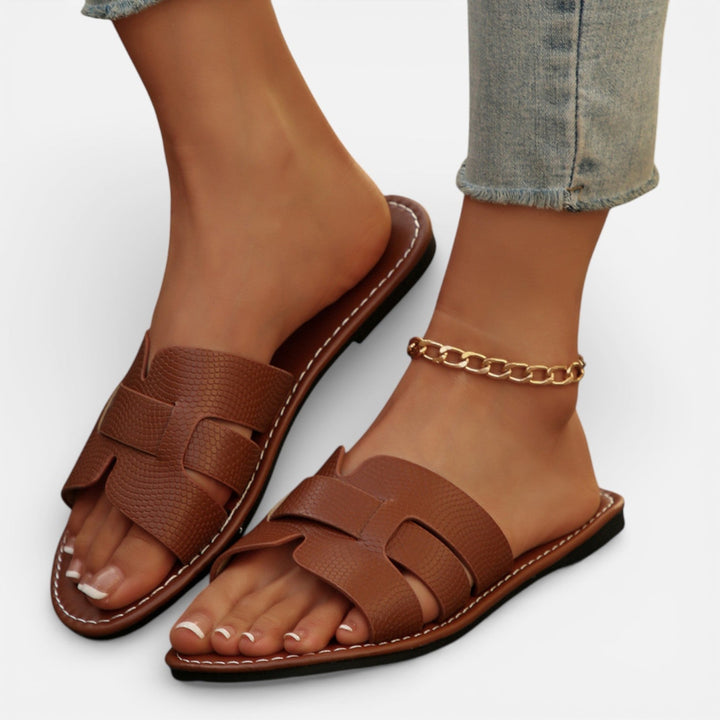 Leather Women's Sandals Open Toe Comfort Flat