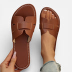 Leather Women's Sandals Open Toe Comfort Flat