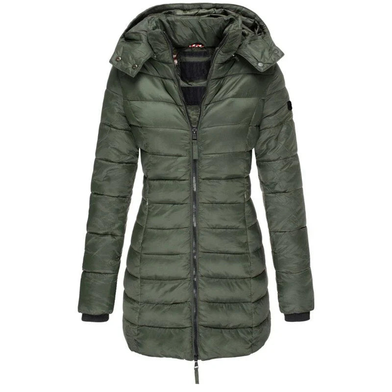 Lillian | Women's Quilted Puffer Jacket with Hood and Zip Front