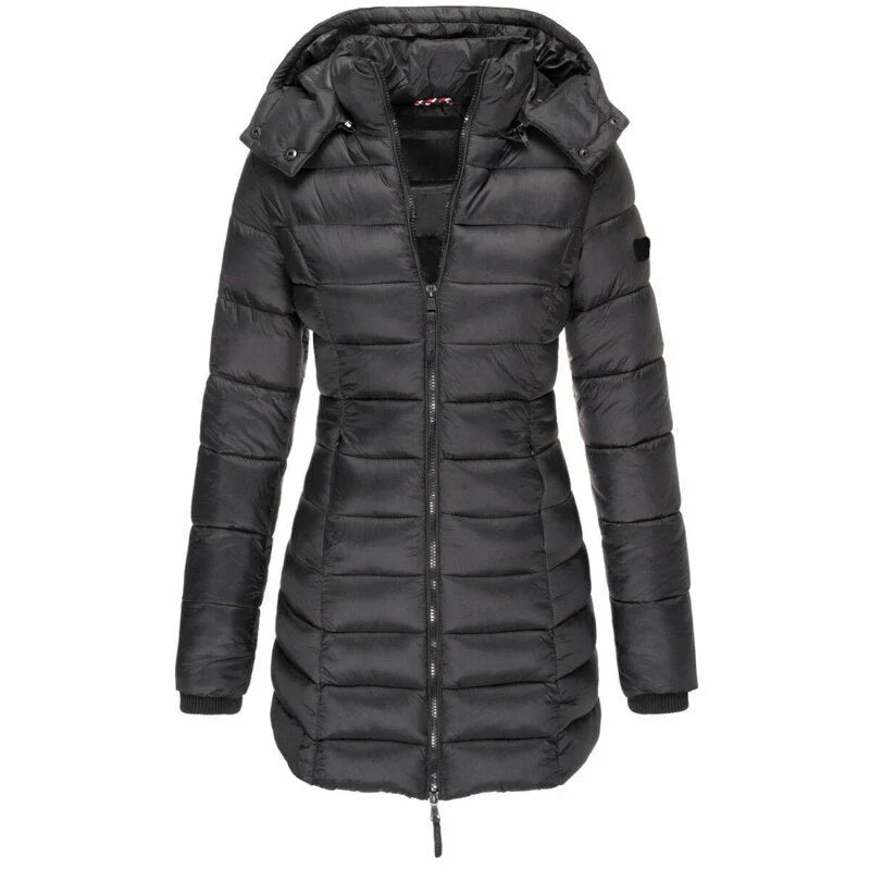 Lillian | Women's Quilted Puffer Jacket with Hood and Zip Front