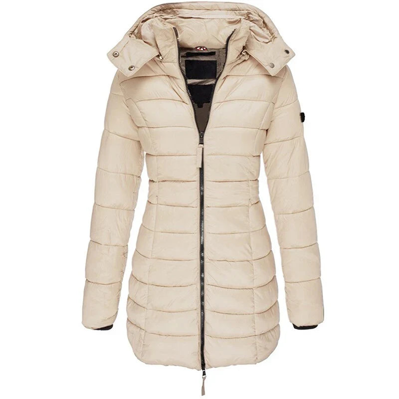 Lillian | Women's Quilted Puffer Jacket with Hood and Zip Front