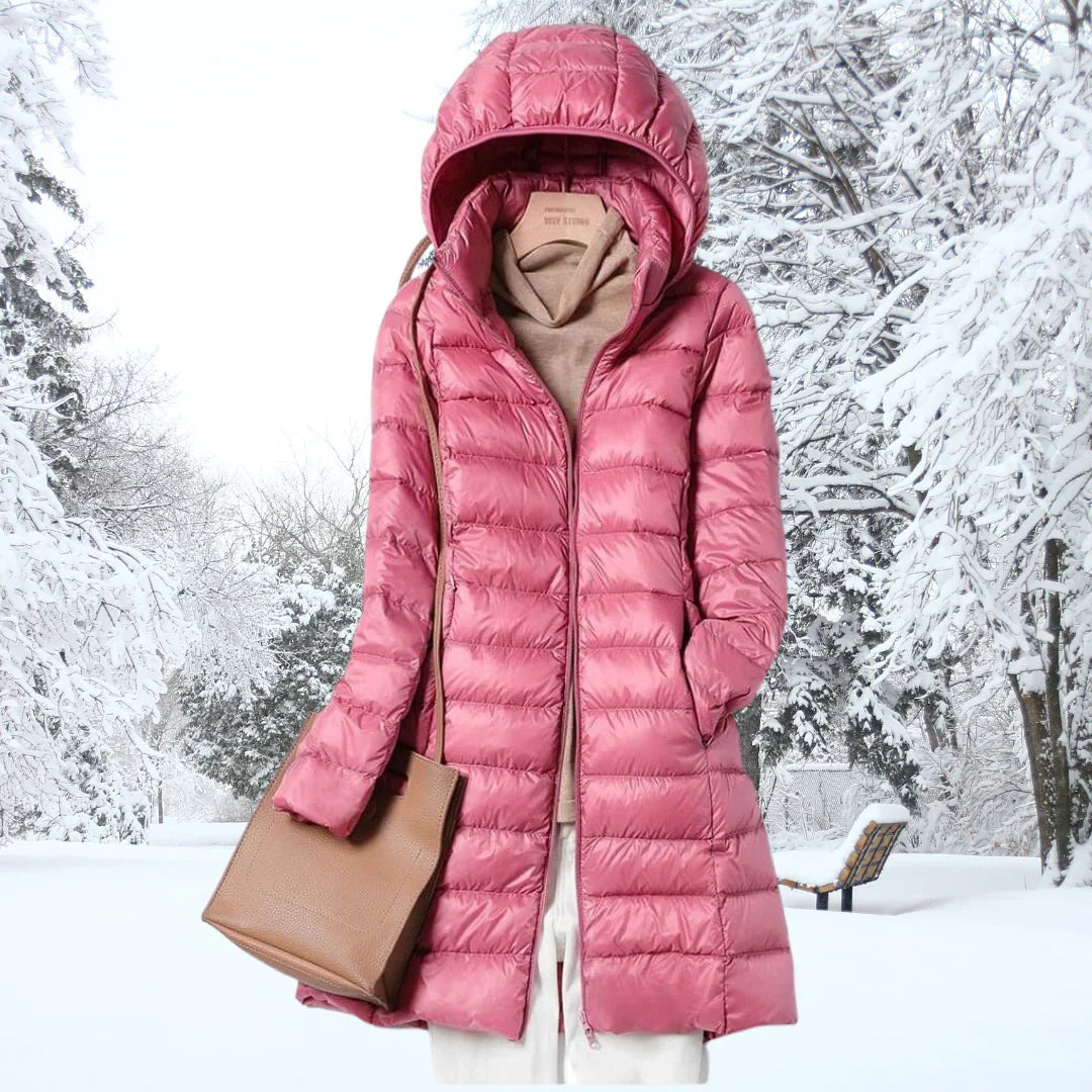 Linda | Women's Quilted Hooded Puffer Jacket with Full Zip and Long Sleeves