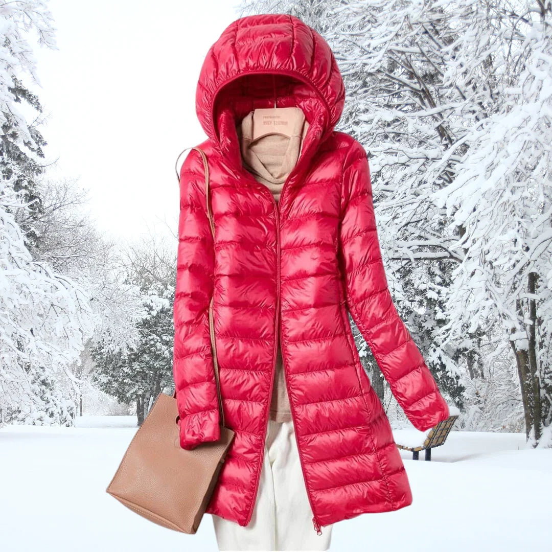 Linda | Women's Quilted Hooded Puffer Jacket with Full Zip and Long Sleeves