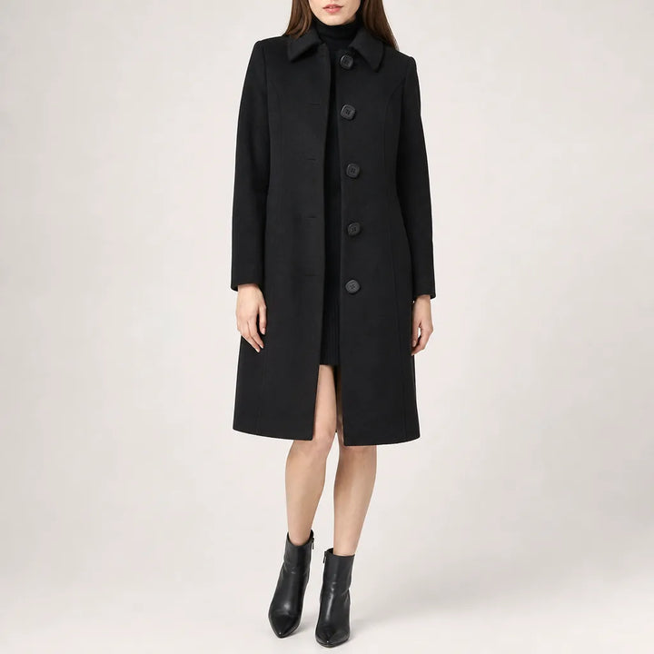 Winter Trench Coat Women Button Front Structured Long Coat