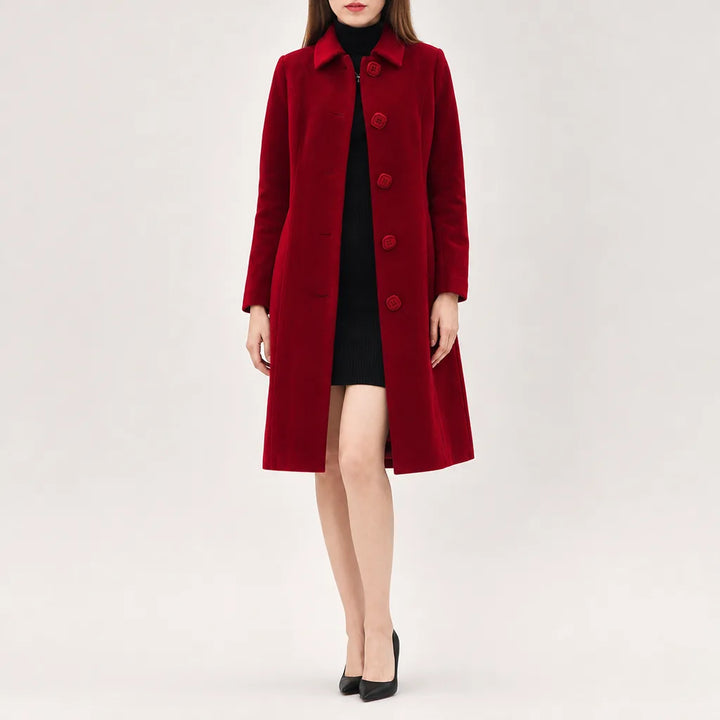 Winter Trench Coat Women Button Front Structured Long Coat