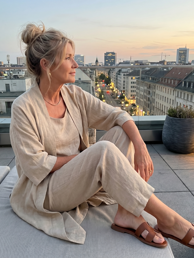 Linnen 3-Delige Set Dames Mouwloos Top Wijde Broek Cardigan