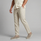 Men's Wide-Leg Linen Pants - Casual Drawstring Trousers