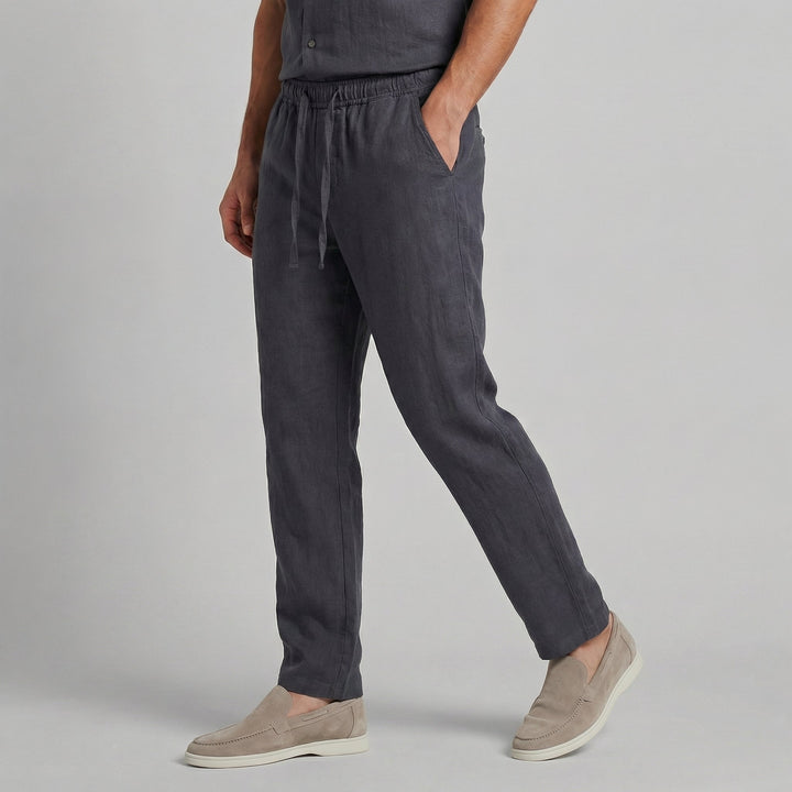 Men's Wide-Leg Linen Pants - Casual Drawstring Trousers