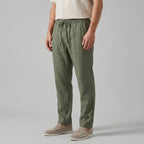 Men's Wide-Leg Linen Pants - Casual Drawstring Trousers