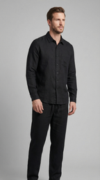 Linnen Co-Ord Set Heren Lange Mouwen Casual
