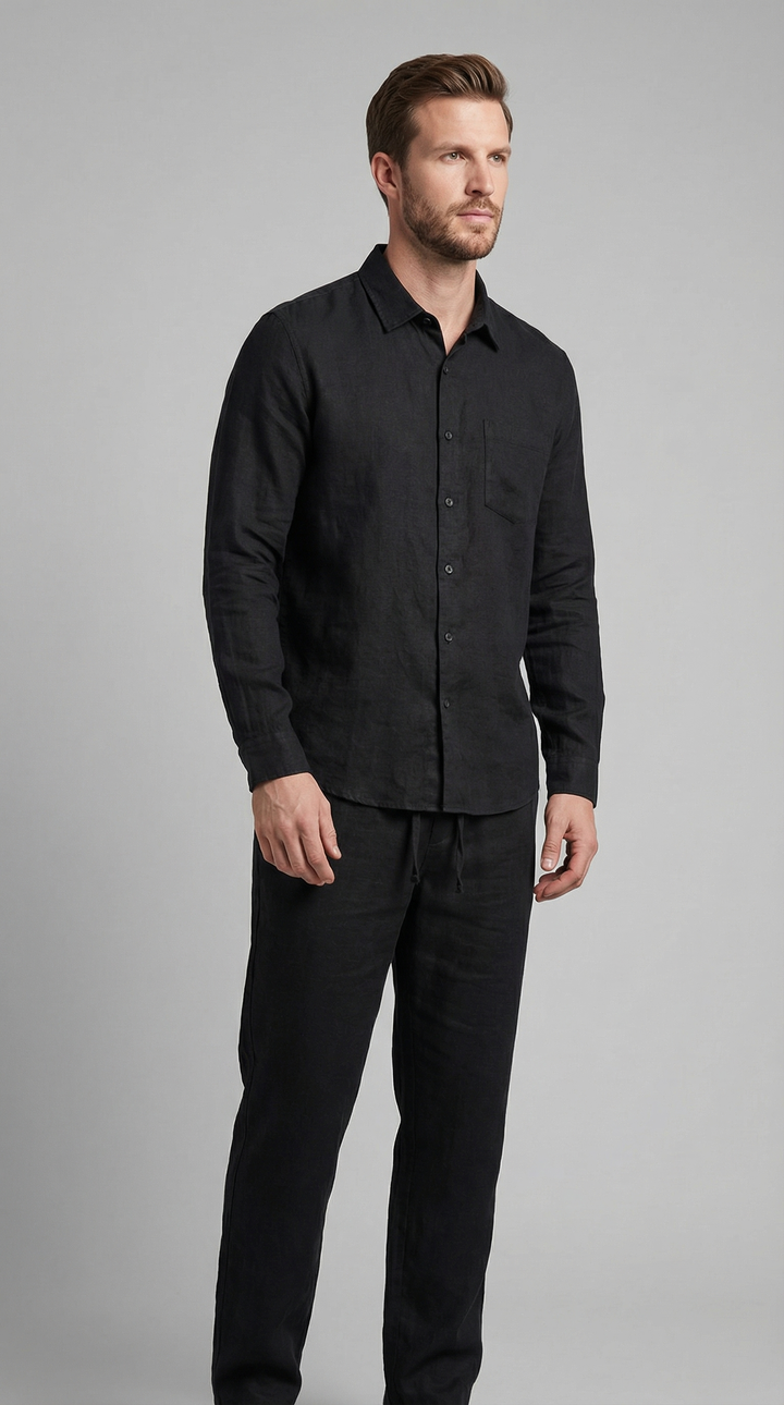 Linnen Co-Ord Set Heren Lange Mouwen Casual