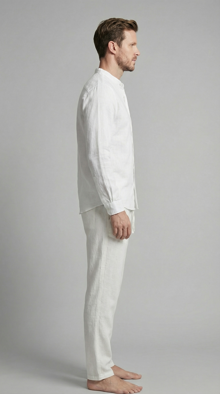Linnen Co-Ord Set Heren Lange Mouwen Casual