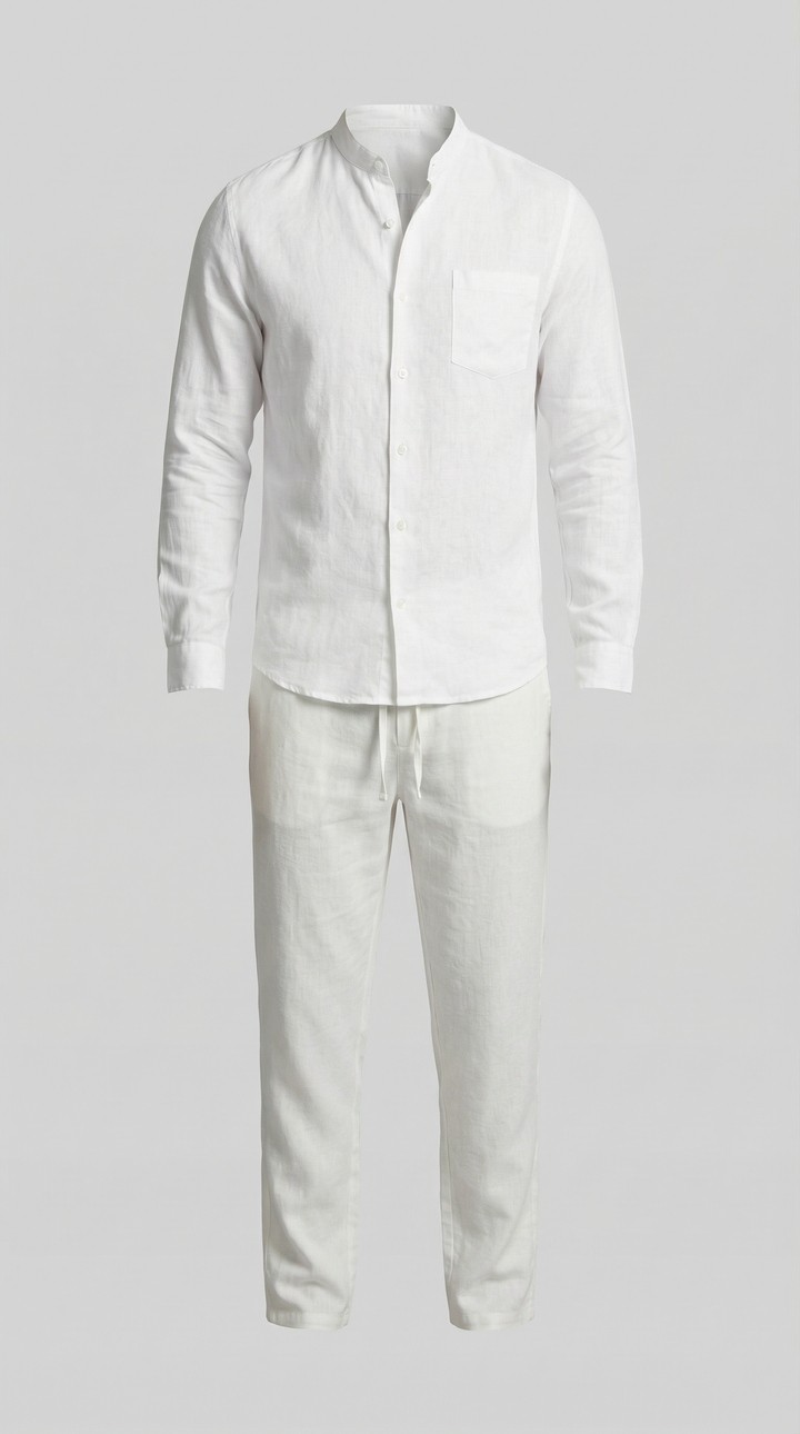 Linnen Co-Ord Set Heren Lange Mouwen Casual