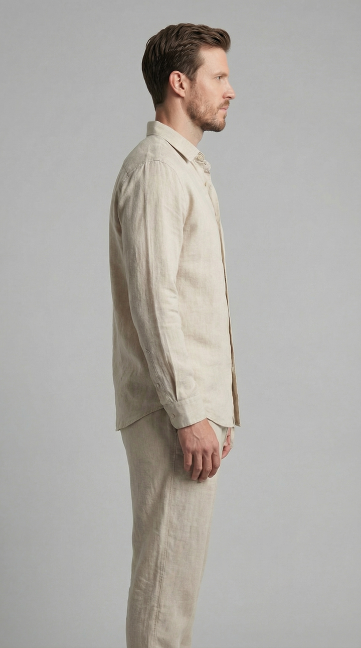 Linnen Co-Ord Set Heren Lange Mouwen Casual