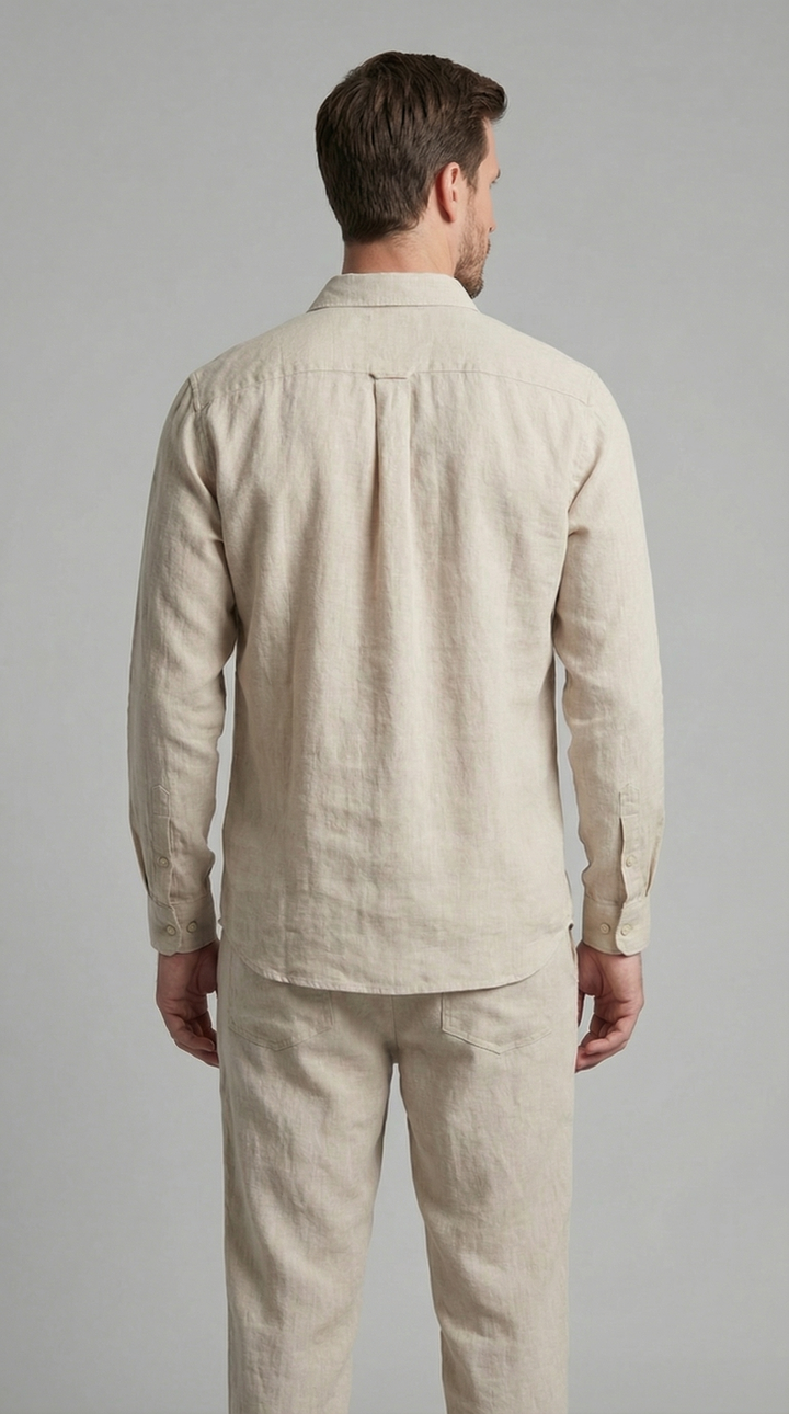 Linnen Co-Ord Set Heren Lange Mouwen Casual
