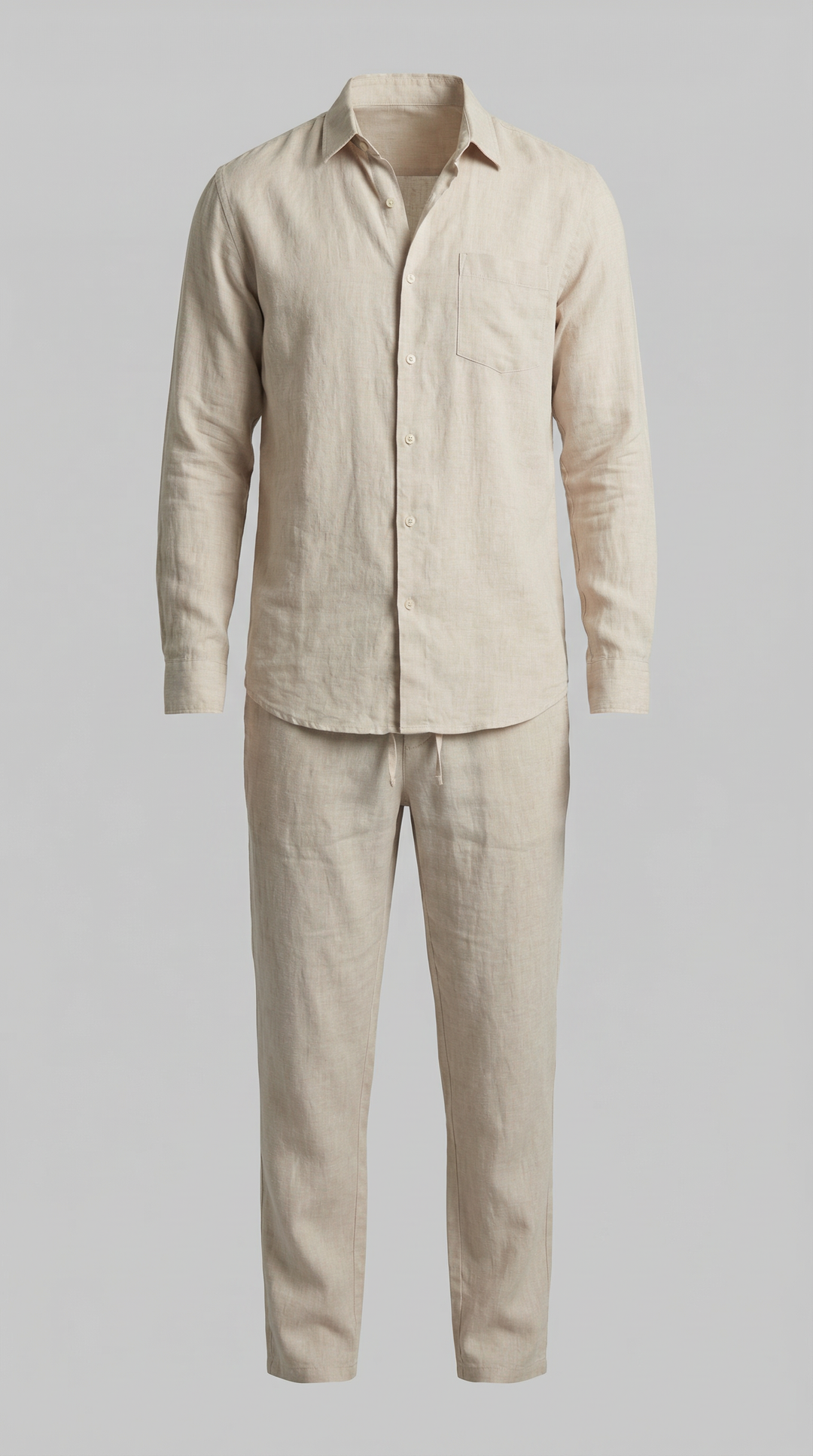 Linnen Co-Ord Set Heren Lange Mouwen Casual