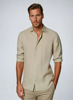 Linnen Overhemd Heren Lange Mouwen Slim Fit Casual