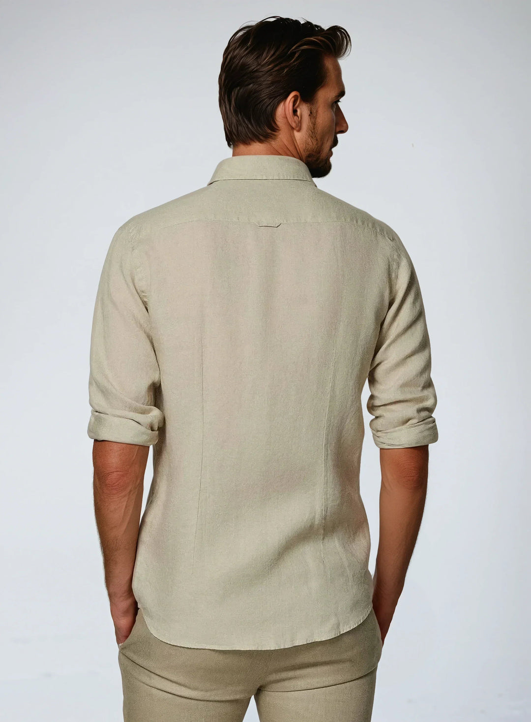 Men's Slim Fit Linen Shirt - Casual Long Sleeve Summer Button-Down