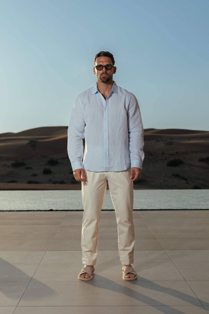 Linnen Overhemd Heren Lange Mouwen Zomer Casual