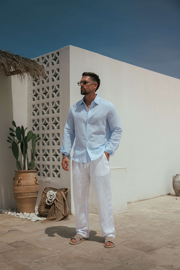 Linnen Overhemd Heren Lange Mouwen Zomer Casual