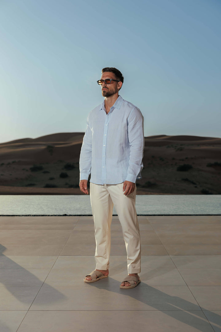 Linnen Overhemd Heren Lange Mouwen Zomer Casual
