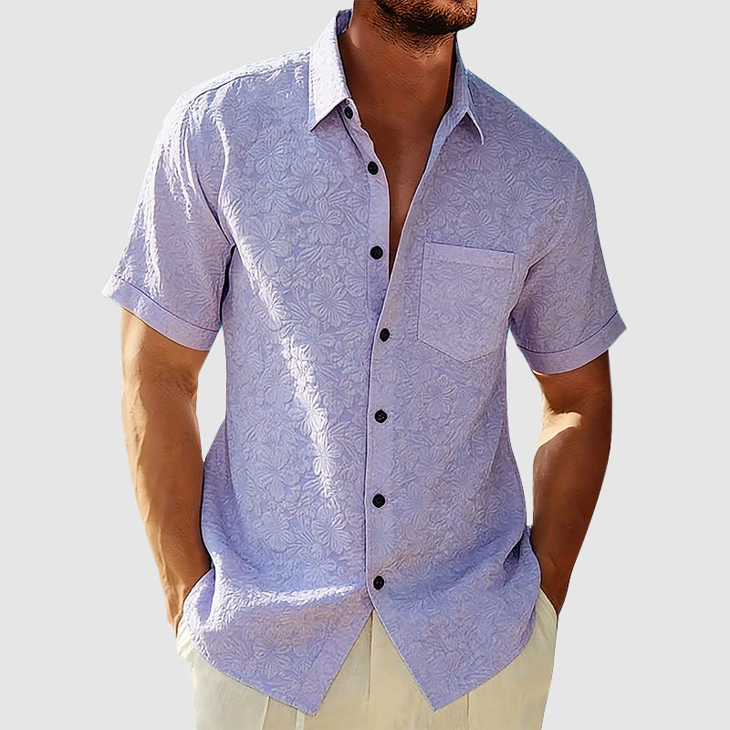 Linnen Overhemd Heren Regular Fit Korte Mouwen Borstzak Casual