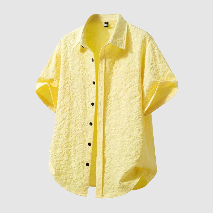 Linnen Overhemd Heren Regular Fit Korte Mouwen Borstzak Casual