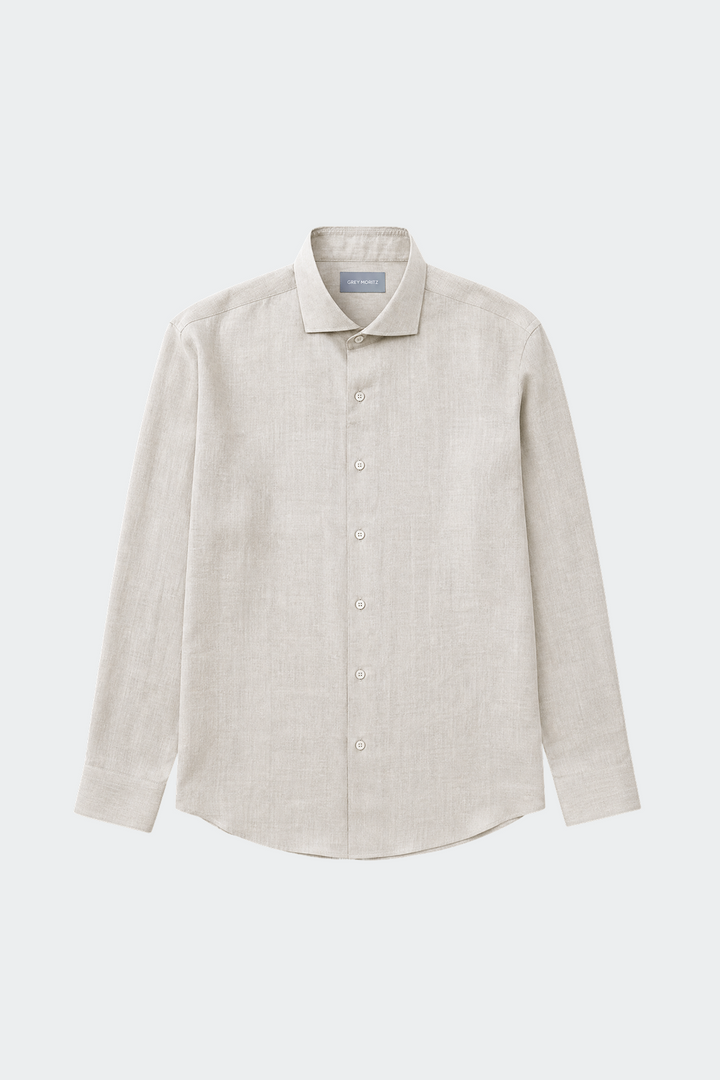 Linen Shirt Men Relaxed Fit Spread Collar