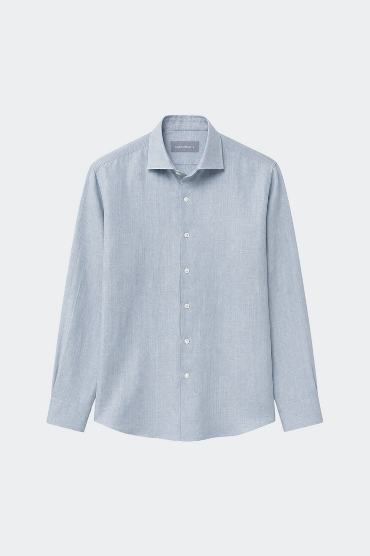 Linen Shirt Men Relaxed Fit Spread Collar