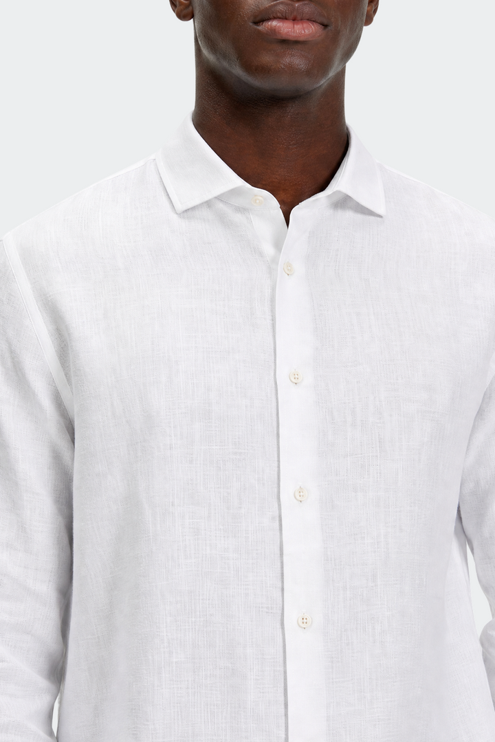 Linen Shirt Men Relaxed Fit Spread Collar