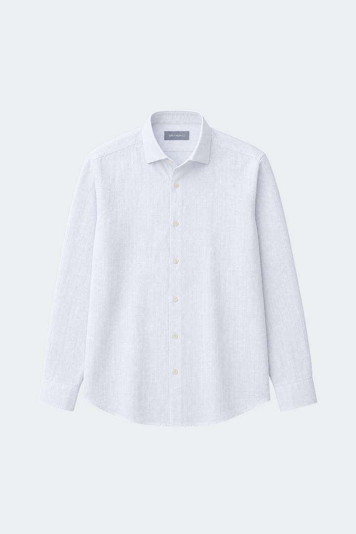 Linen Shirt Men Relaxed Fit Spread Collar