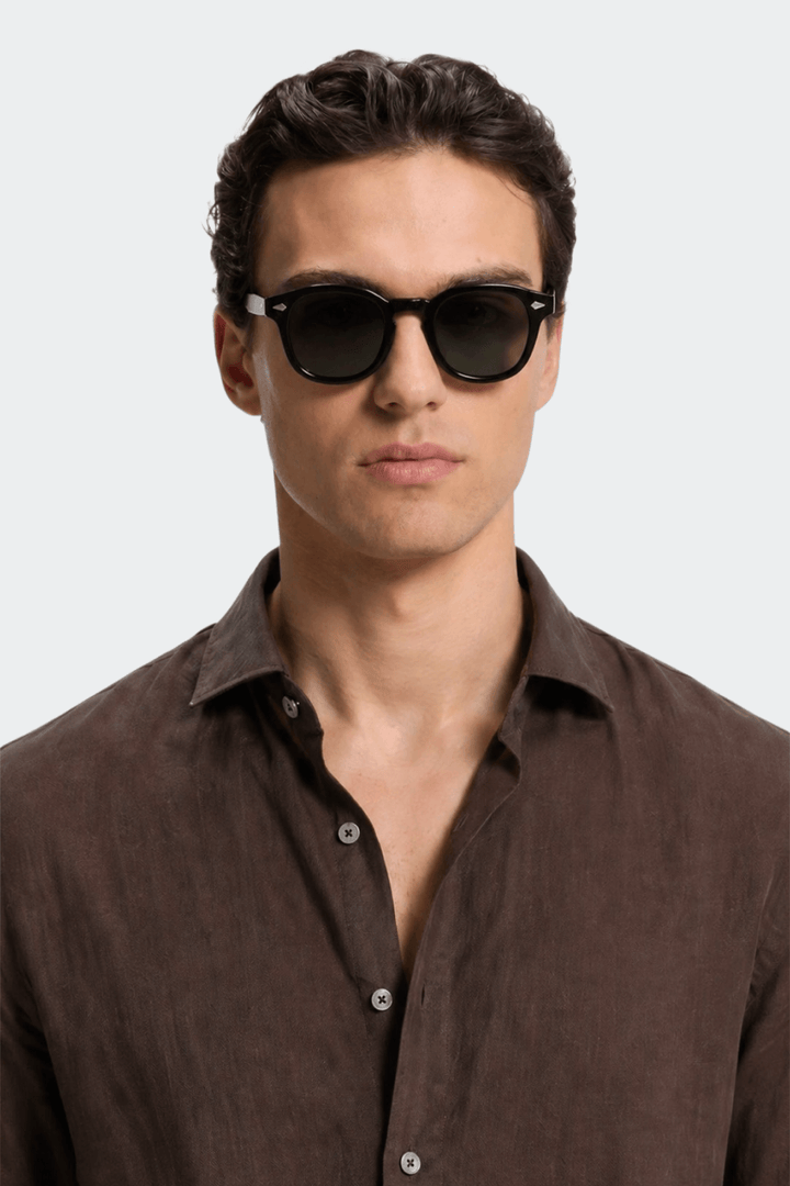 Linen Shirt Men Relaxed Fit Spread Collar