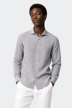 Linen Shirt Men Relaxed Fit Spread Collar